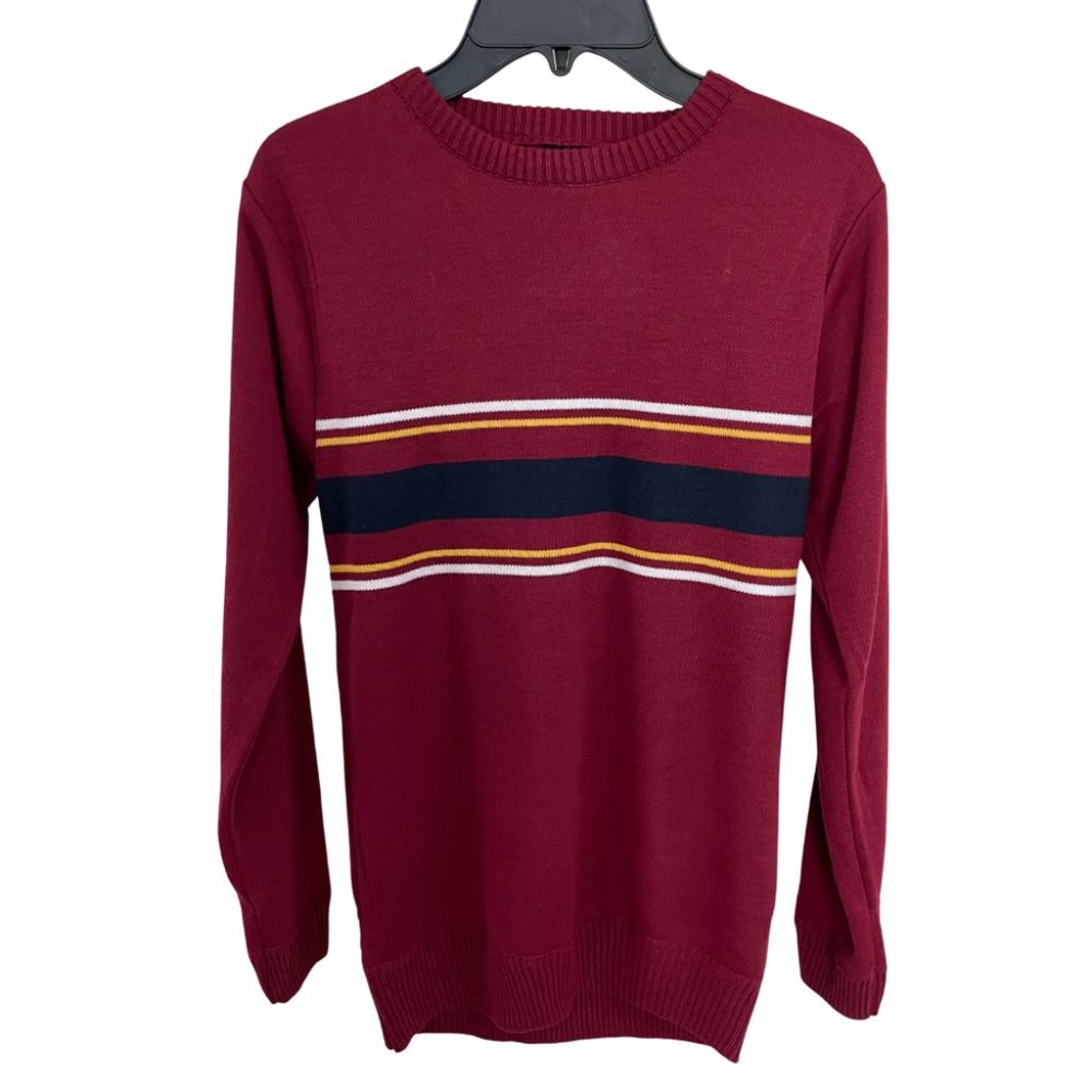 STREET RULES CLOTHING CO. || Boys Burgundy striped pullover sweater - L